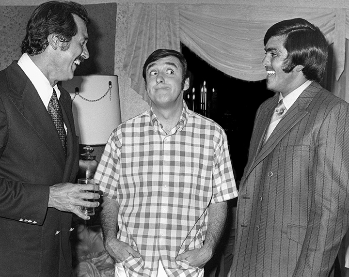 Photo of Rock Hudson (L) Jim Nabors (M) Roman Gabriel (R)